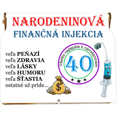 Darček na 40 narodeniny - krabička s finančnými injekciami