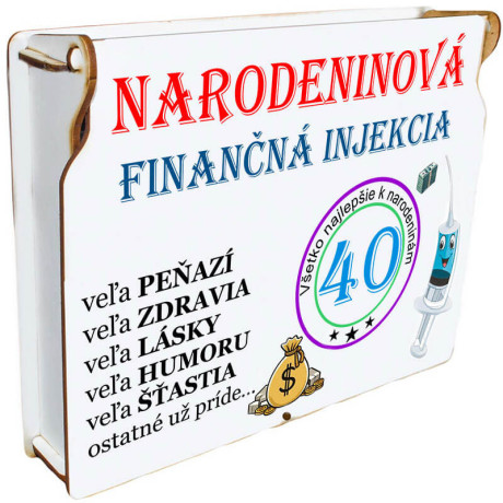 Darček na 40 narodeniny - krabička s finančnými injekciami