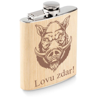 Ploskačka pre poľovníkov s diviakom -  Lovu zdar!