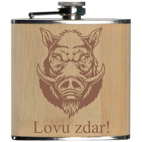 Ploskačka pre poľovníkov s diviakom -  Lovu zdar!