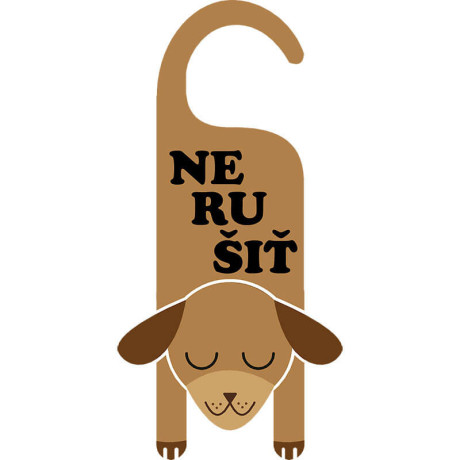 Záves na kľučku psík s nápisom nerušiť
