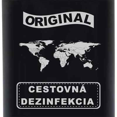 Vtipná butylka Originál cestovná dezinfekcia s mapou sveta