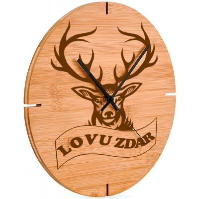 Hodiny pre poľovníka z bambusu Lovu zdar
