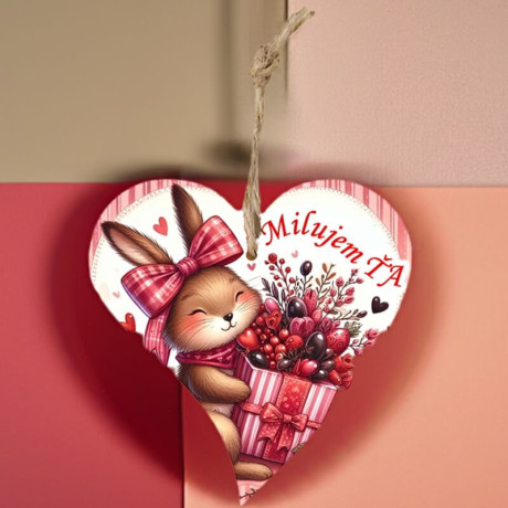 Darček pre „zajačika“ na Valentína – srdiečko so zajačikom