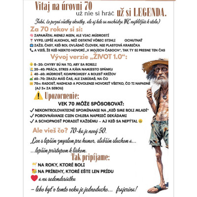 Detail na plagát pre 70 ročného muža