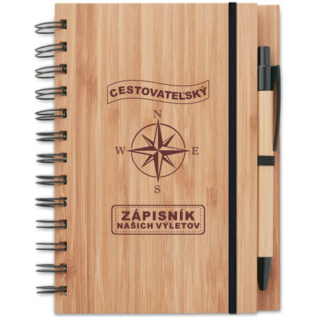 Bambusový cestovateľský zápisník s perom – originálny darček