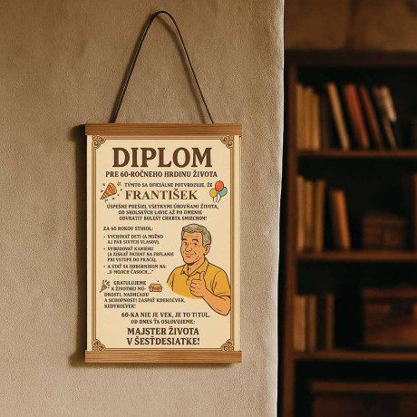 Vtipný diplom na 60 narodeniny pre muža s jeho menom