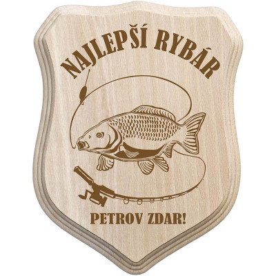Drevená trofej pre rybára – Darček pre najlepšieho rybára
