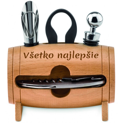 Darčeková sada na víno v drevenom súdku – všetko najlepšie