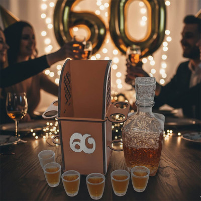 Narodeninový bar na  60 – sada s fľašou a pohárikmi k jubileu