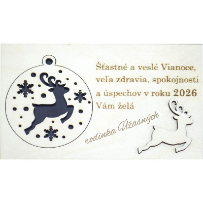 Vianočný a novoročný pozdrav s vyberateľnou ozdobou - personalizovaný