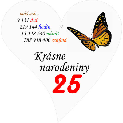 Drevené srdiečko k 25. narodeninám