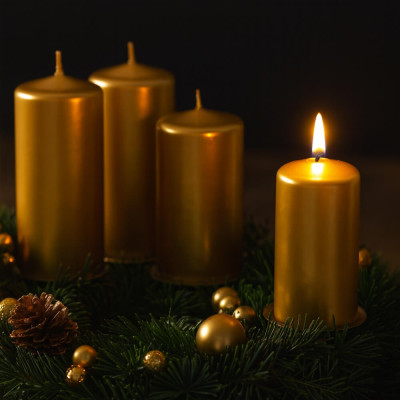 Zlaté adventné sviečky postupné – luxusný lesk Vianoc