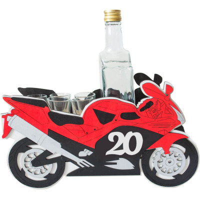 Originálny darček na 20 narodeniny pre motorkára – drevený stojan