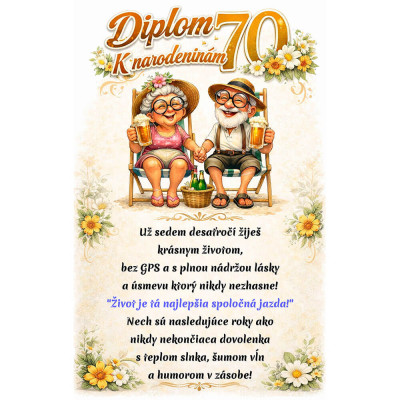 Plagát – diplom na 70. narodeniny pre babku a dedka na stenu