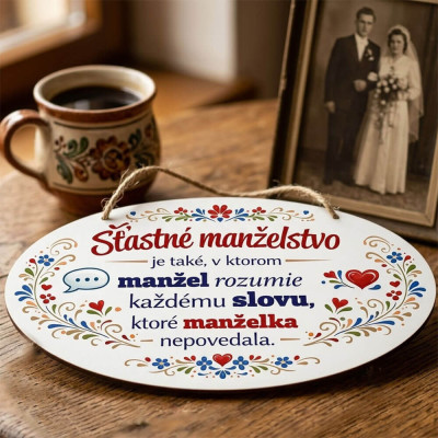 Darček pre manžela - tabuľka o šťastnom manželstve