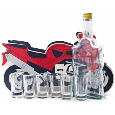 Darček na 50 pre motorkára – drevená motorka s fľašou