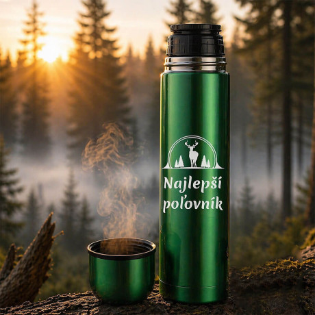 Darček pre poľovníka – zelená termoska 1 liter
