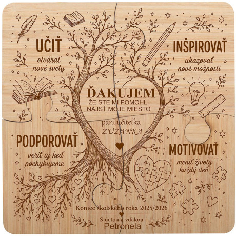 Bambusové podtácky puzzle – darček pre pani učiteľku