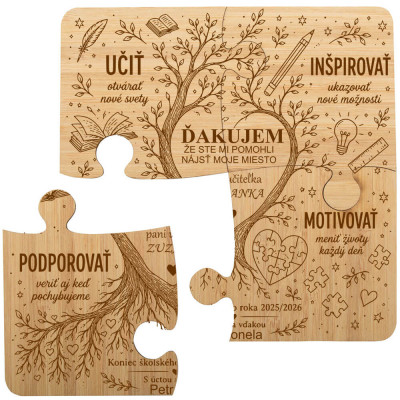 Bambusové podtácky puzzle – darček pre pani učiteľku