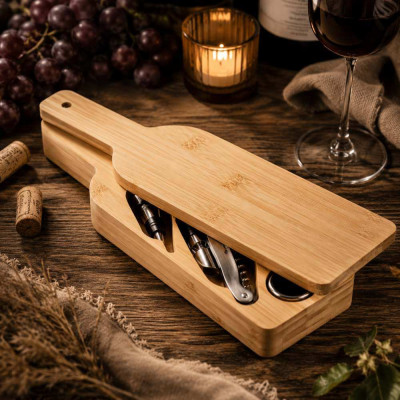 Bambusová sada na víno vo fľaši