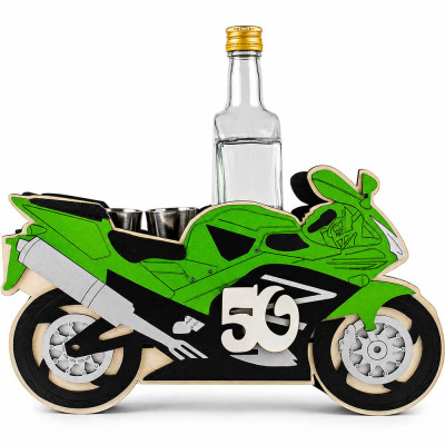 Darček motorka 50 rokov – fľaša + 6 pohárikov