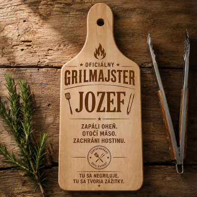 OFICIÁLNY GRILMAJSTER – personalizovaná grilovacia doska s menom