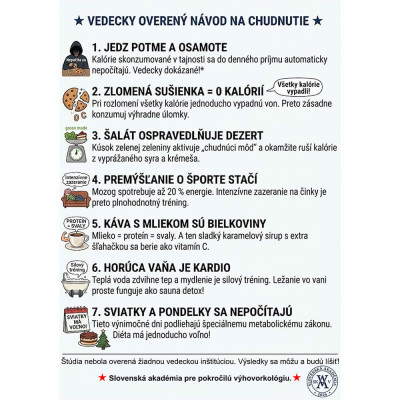 Vedecky overený návod na chudnutie - vtipná tabuľka