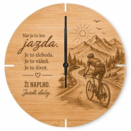 Hodiny pre cyklistov – bambusový darček s gravírovaním