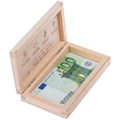 Krabička na peniaze k birmovke s vloženou bankovkou