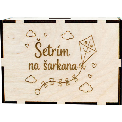 Drevená pokladnička Šetrím na šarkana pre deti