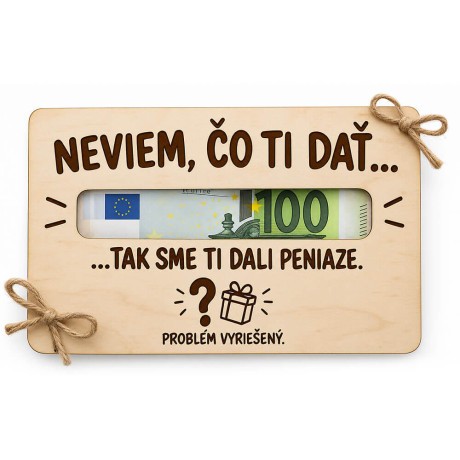 Drevená obálka na peniaze Neviem čo ti dať