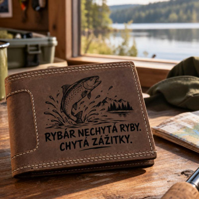 Kožená peňaženka pre rybára – originálny darček