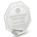 Sklenená trofej pre zamestnanca s gravírovaním