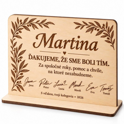 Darček pre kolegu na rozlúčku s menami a podpismi