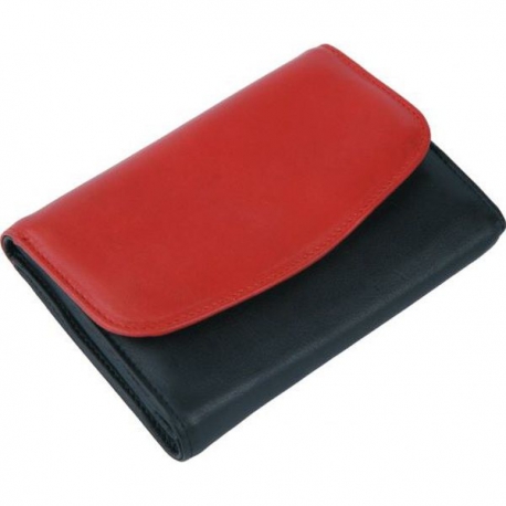 Dámska kožená peňaženka čierna, červená
