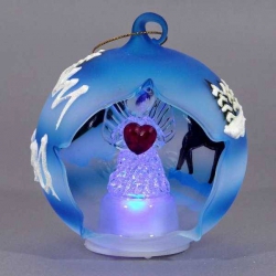 Modrá svietiaca vianočná guľa s anjelikom width=