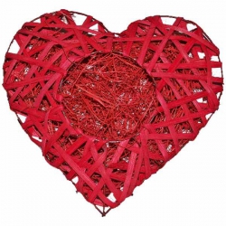 Červené dekoračné srdce ratanové width=