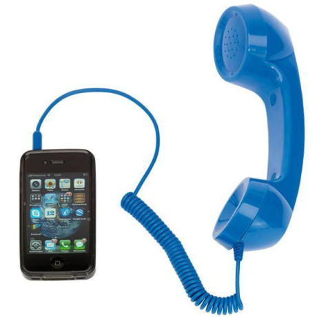 Retro slúchadlo na telefonovanie modrá farba