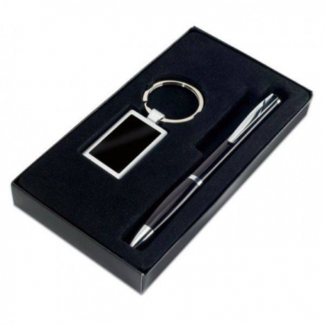 Čierna darčeková sada pero s príveskom na kľúče