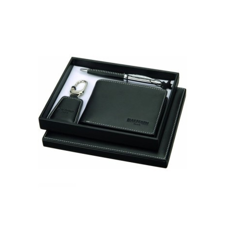 Luxusná súprava Balmain - pero, peňaženka, kľúčenka čierna farba