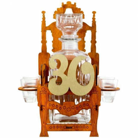 Darček na 30 - trón so sklenenou fľašou a pohárikmi