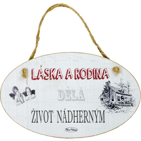 Vintage tabuľka Láska a rodina delá život nádherným