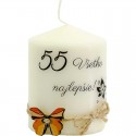 Darček na 55 narodeniny - sviečka s motýlikom