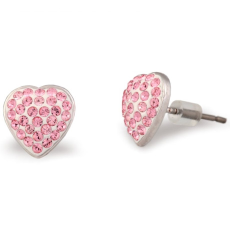 Náušnice Swarovski srdce s kamienkami