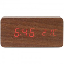Luxusné drevené stolové hodiny digitálne s bezdrôtovou nabíjačkou width=