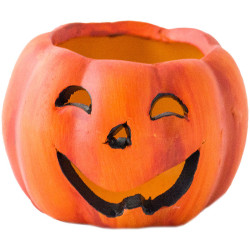 Halloween  - keramická tekvica ako svietnik width=