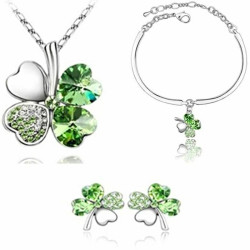 Zelený štvorlístok pre šťastie - set náramok, náhrdelník, náušnice width=
