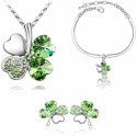 Zelený štvorlístok pre šťastie - set náramok, náhrdelník, náušnice