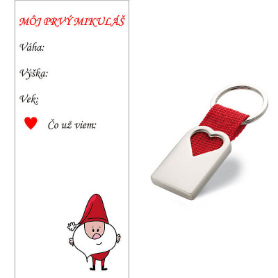 Krabička kľúčenky na ktorej je text